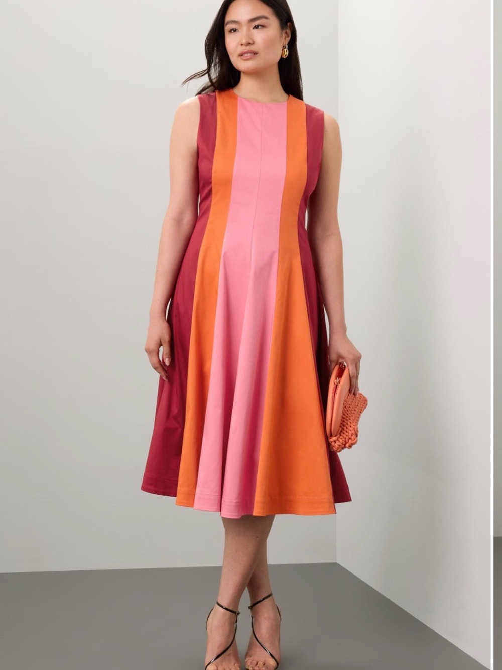 Roksanda X RTR Pink, Orange & Burgundy Panel Midi Dress